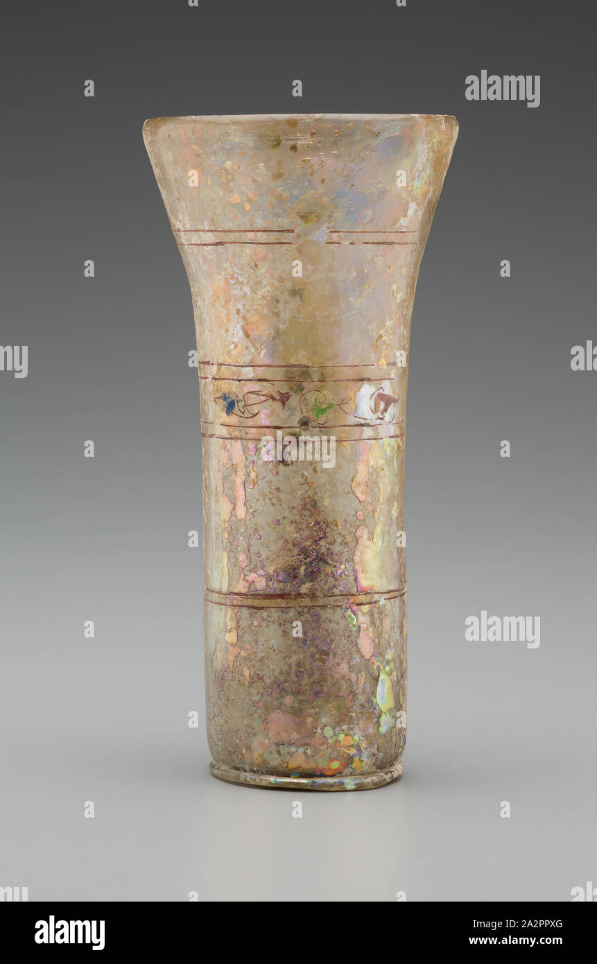possibly Islamic, Syrian, possibly Islamic, Egyptian, Beaker, c. 1250, Enameled glass, 6 3/8 x 3 in. diam Stock Photo