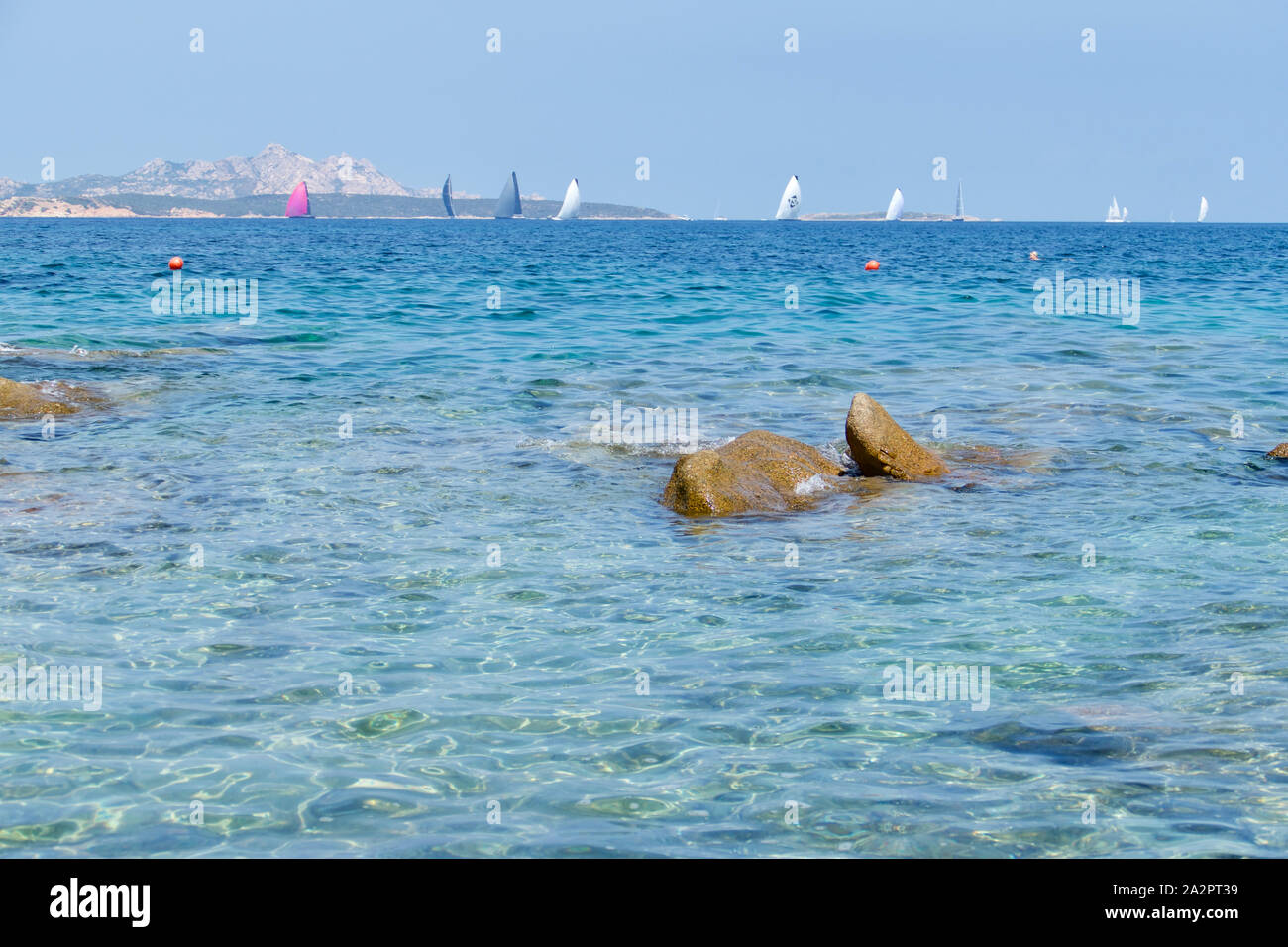 Idyllic beach in The Baja Sardinia, Sardinia Island, Italy. The