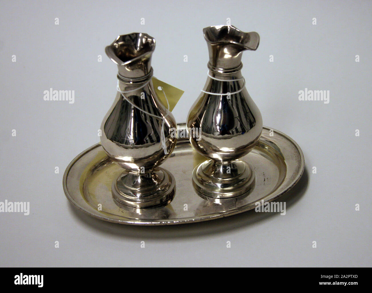 Laurent Amiot, Canadian, 1764-1839, Pair of Cruets and Tray, ca. 1825, silver, Overall (each cruet): 5 1/4 inches (13.3 cm Stock Photo