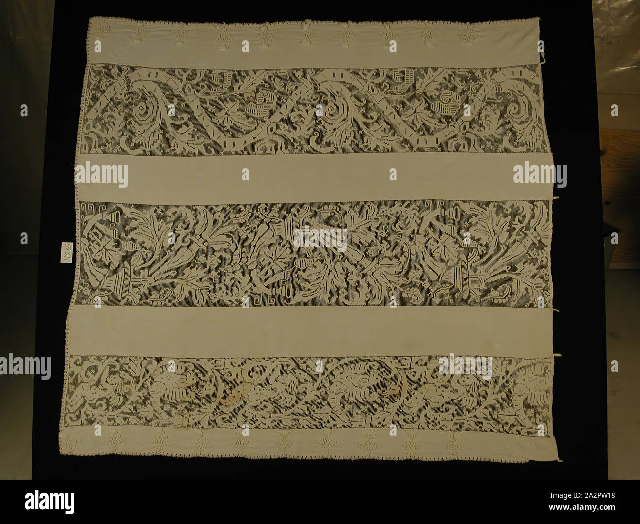 Unknown (Spanish), Lace Fragment, late 18th Century, Filet Guipure Stock Photo