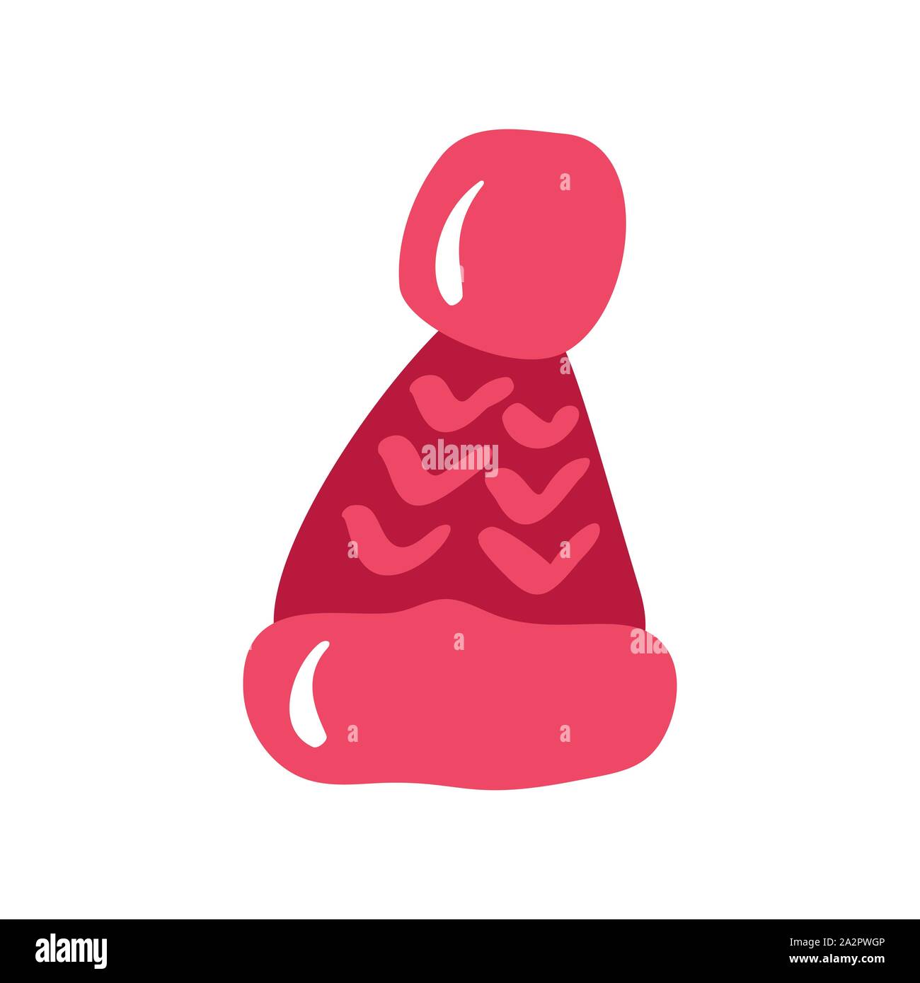 Knitted red cap, vector illustration scandinavian style isolated on