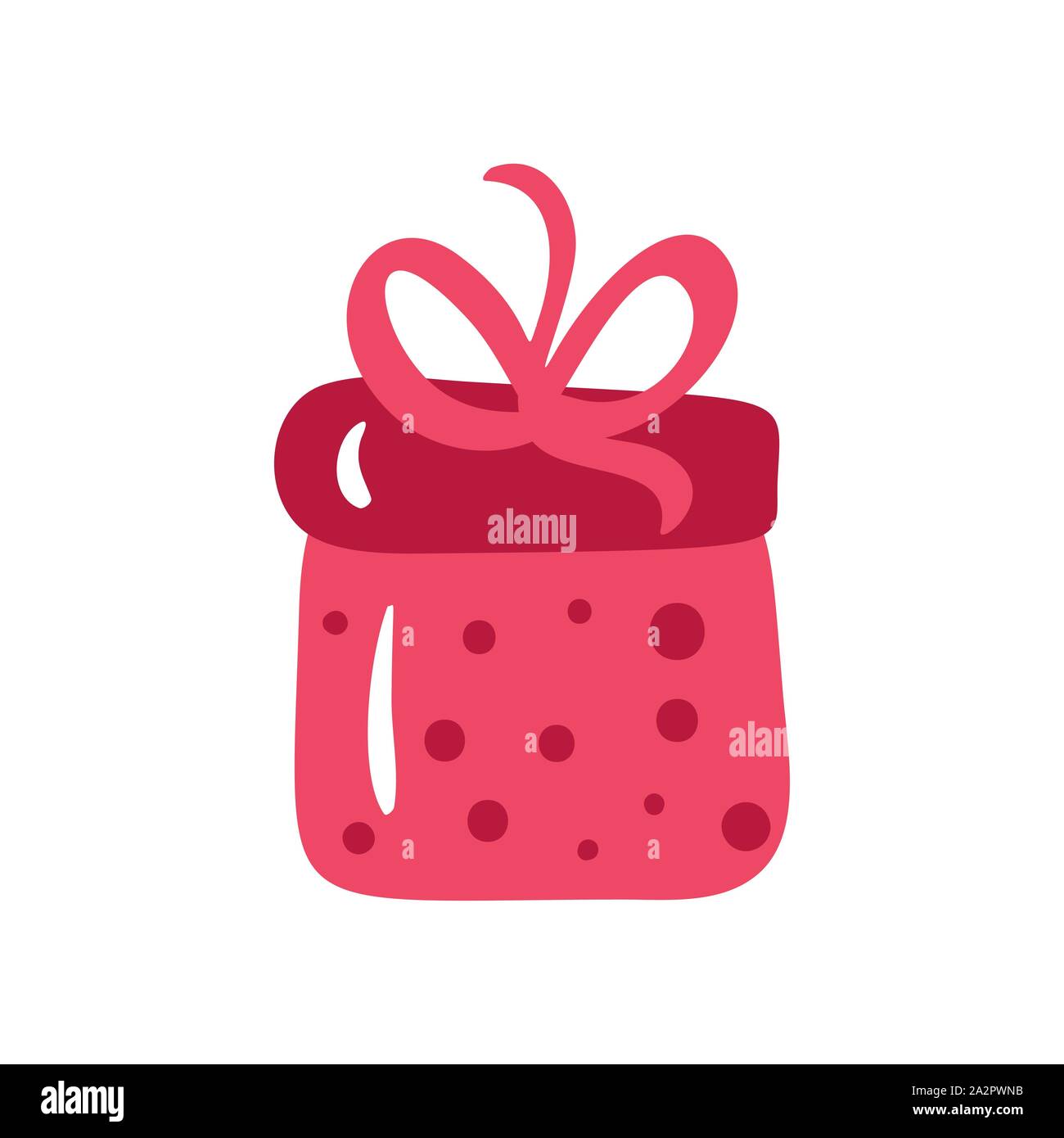 Christmas red gift box with ribbon and bow. Vector illustration ...