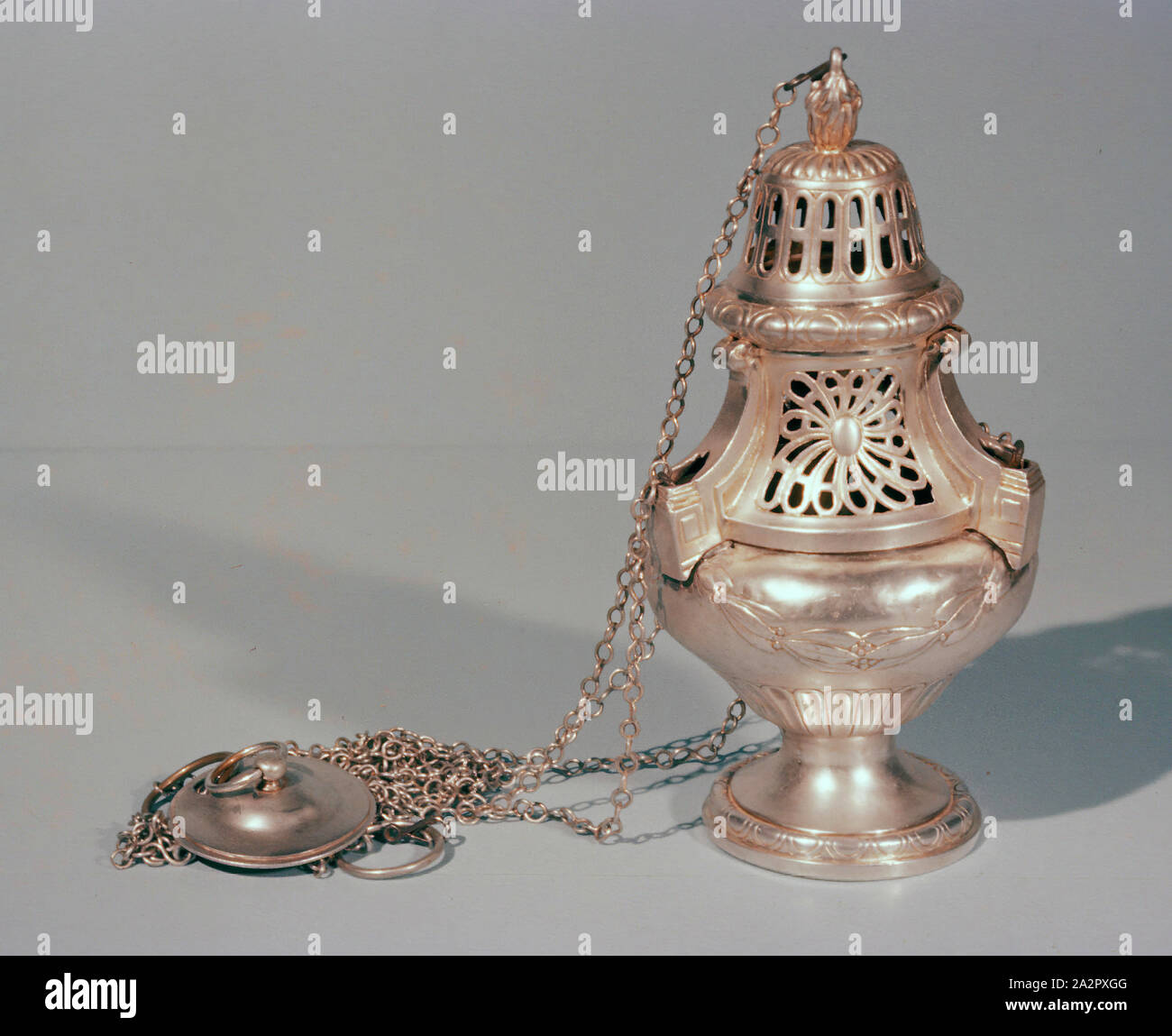 Laurent Amiot, Canadian, 1764-1839, Censer, 1804, metal, silver, Overall (width includes chain): 9 1/8 × 38 1/4 inches (23.2 × 97.2 cm Stock Photo