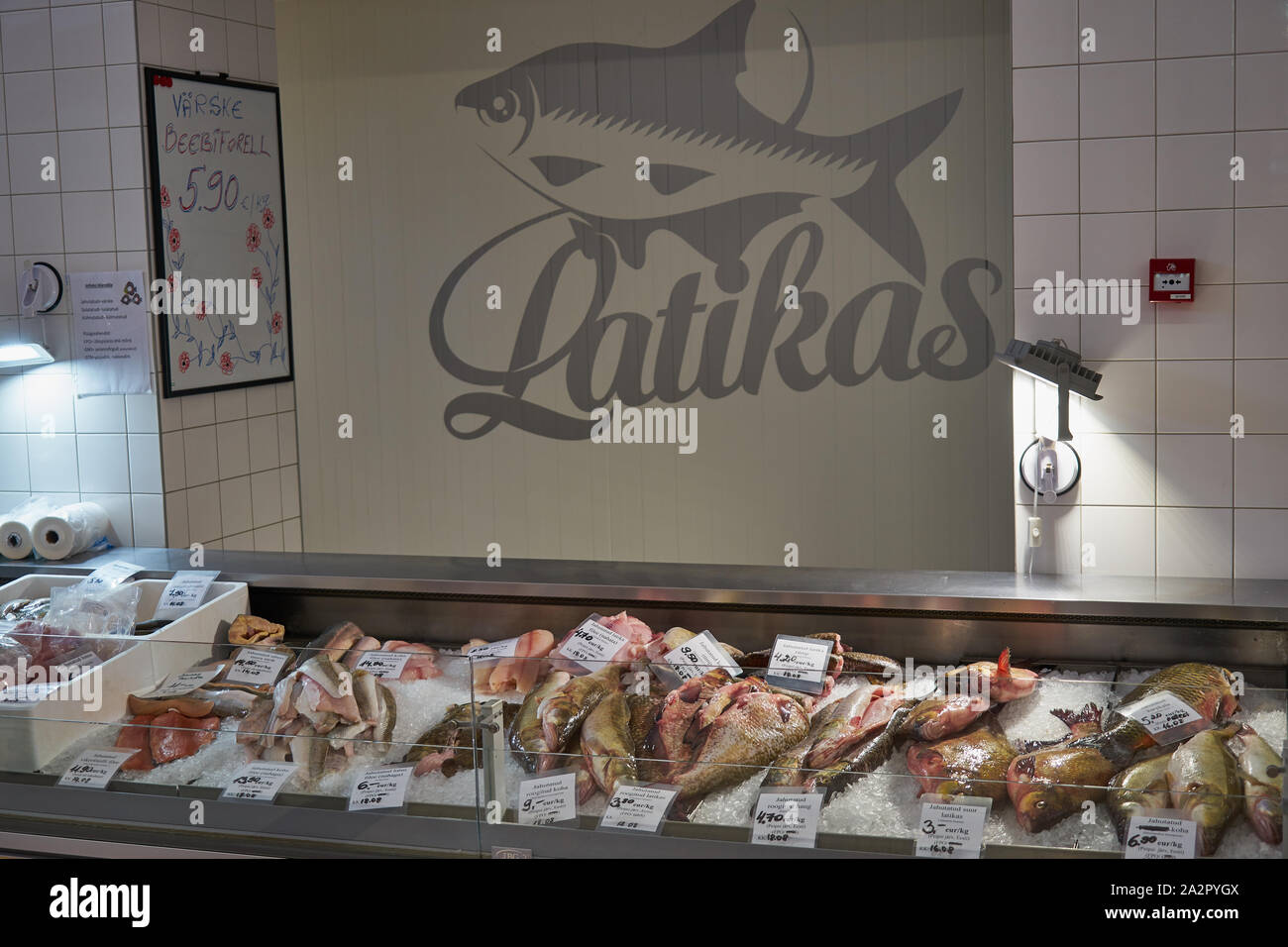 Fischstand, Markthalle,Tartu, Estland, Europa Stock Photo