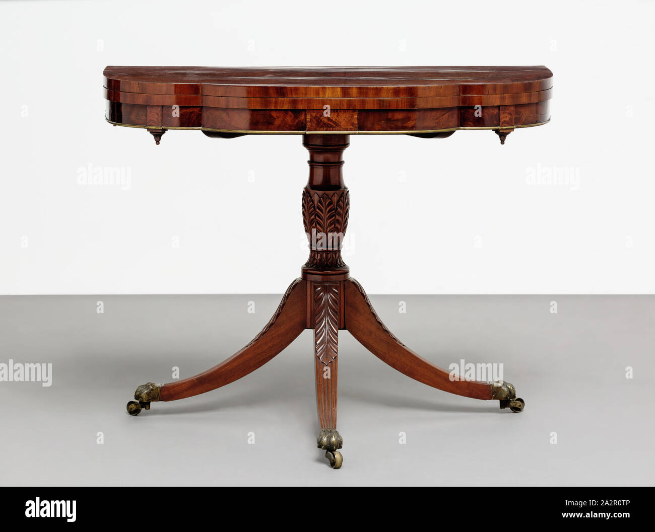 Unknown (American), Card Table, ca. 1805, mahogany and brass, Overall (open): 28 3/4 inches × 36 inches × 35 3/4 inches (73 × 91.4 × 90.8 cm Stock Photo
