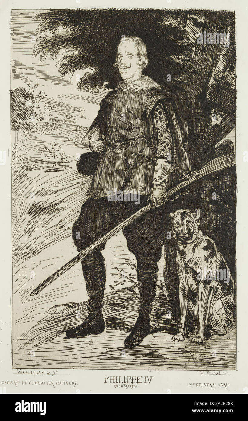 Édouard Manet, French, 1832-1883, after Diego Rodríguez de Silva Velázquez, Spanish, 1599-1660, Philippe IV, 1862, etching printed in brown ink on laid paper, Plate: 14 × 9 1/4 inches (35.6 × 23.5 cm Stock Photo