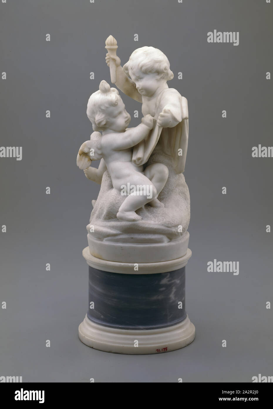 Unknown (French), Two Children Personifying Literature, c. 1775/1800, marble, Overall: 13 3/8 × 5 1/4 inches (34 × 13.3 cm Stock Photo