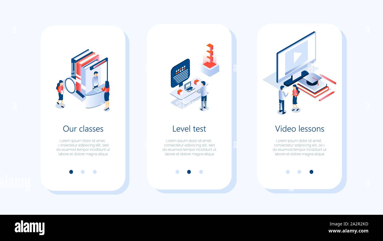 Courses app concept. Level test of knowledge is conducted on monitor