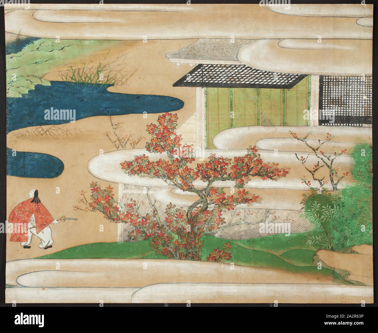Unknown (Japanese), Genji Monogatari, c. 1600, Each separate painting: 12 5/8 x 15 1/4 in Stock Photo