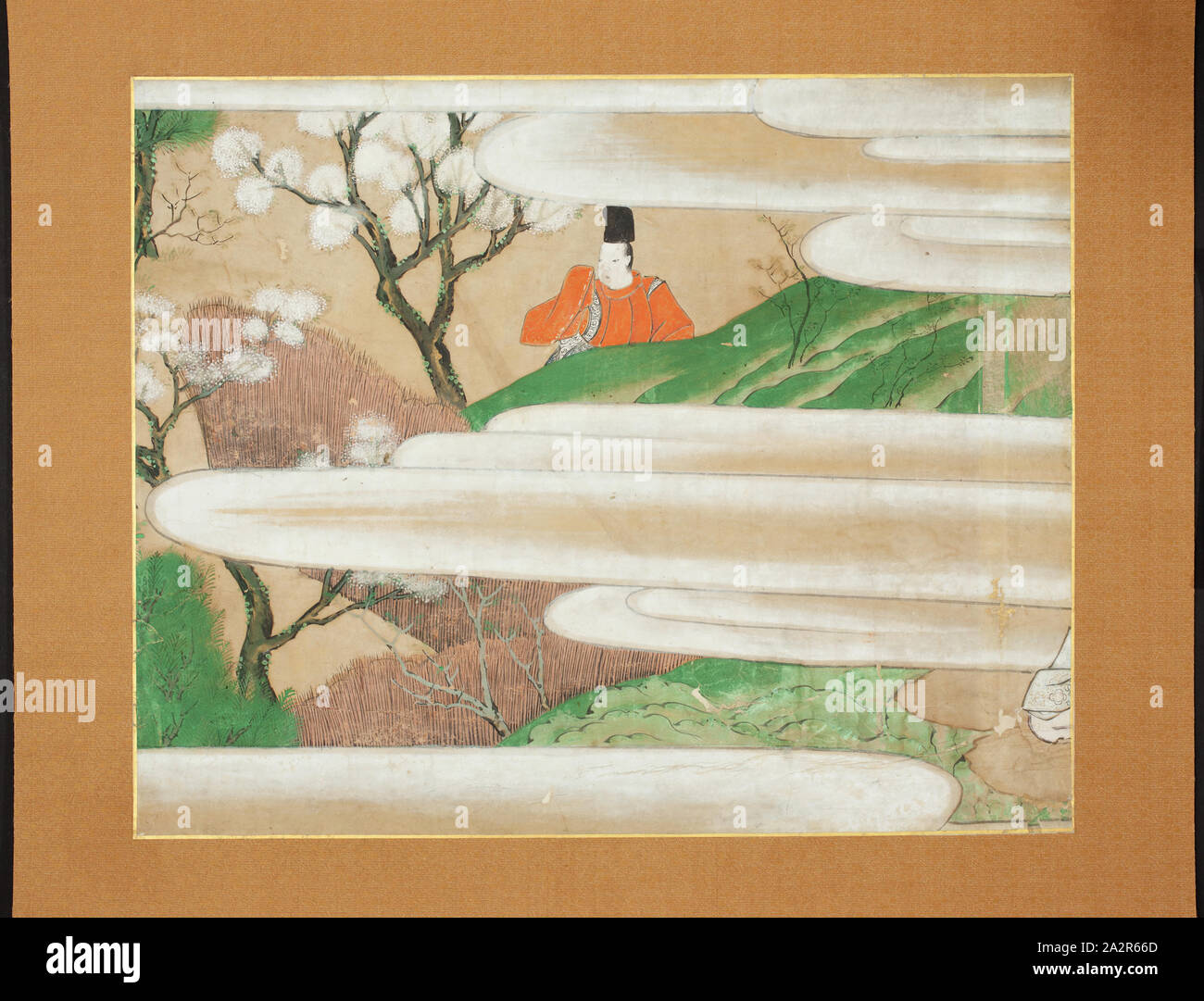 Unknown (Japanese), Genji Monogatari, c. 1600, Gold and gouache on paper, 12 5/8 x 15 1/4 in Stock Photo