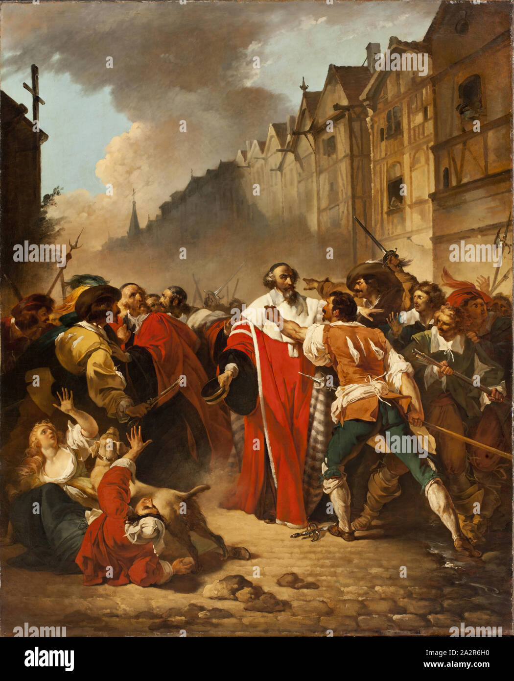 François André Vincent, French, 1746-1816, President Mole Manhandled by Insurgents, 1778/1779, oil on canvas, Unframed: 62 1/8 × 50 3/8 inches (157.8 × 128 cm Stock Photo
