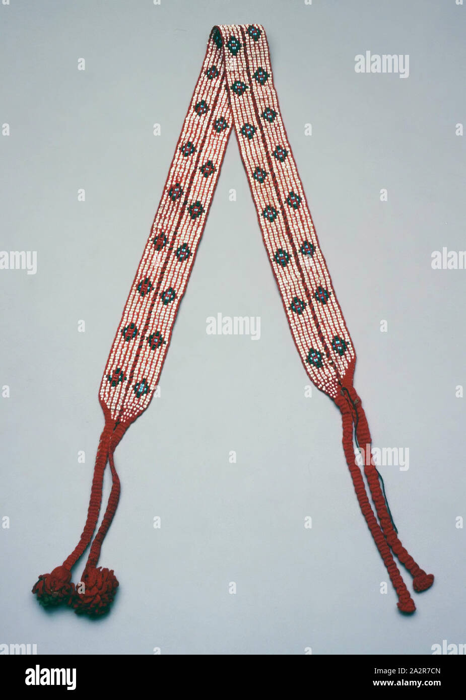 Meskwaki, Native American, Hair Binder Tie, ca. 1890, wool and beads ...