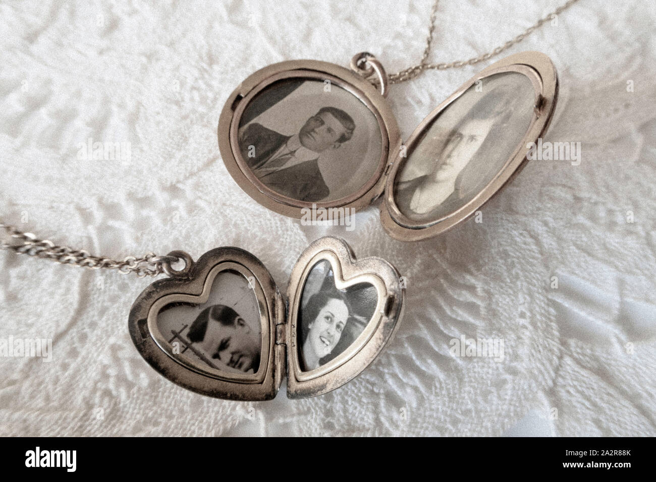 Still Life of Vintage Lockets with Pictures, USA Stock Photo Alamy