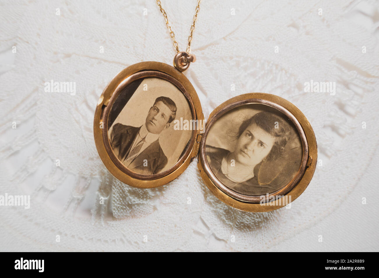 Still Life of Vintage Locket with Pictures, USA Stock Photo Alamy