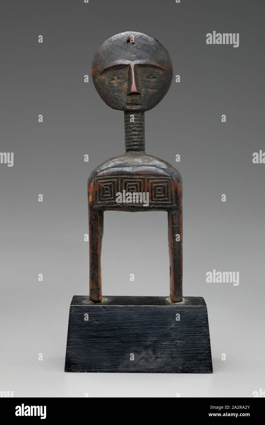 Baule, African, Heddle Pulley, late 19th/early 20th Century, Incised wood, Dimensions include mount Stock Photo