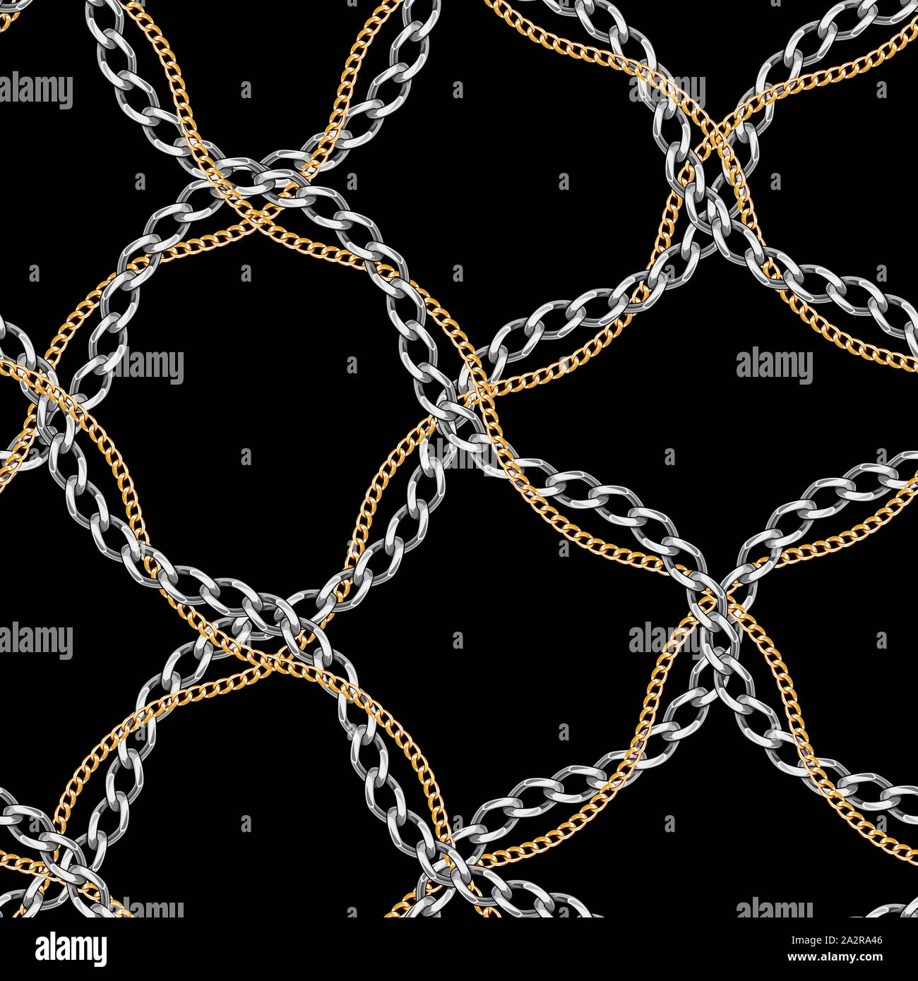 Abctract seamless pattern with gold and silver chains striped by cross ...
