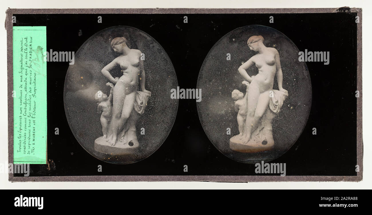Unknown (French), after Jean-Jacques Pradier, French, 1790-1852, Venus and Cupid, ca. 1855, stereoscopic daguerreotype, Image (exposed ovals): 2 3/4 × 2 1/4 inches (7 × 5.7 cm Stock Photo