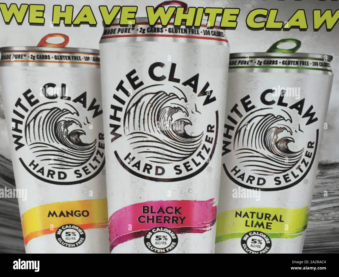 White Claw Hard Seltzer is an alcoholic water beverage, USA Stock Photo
