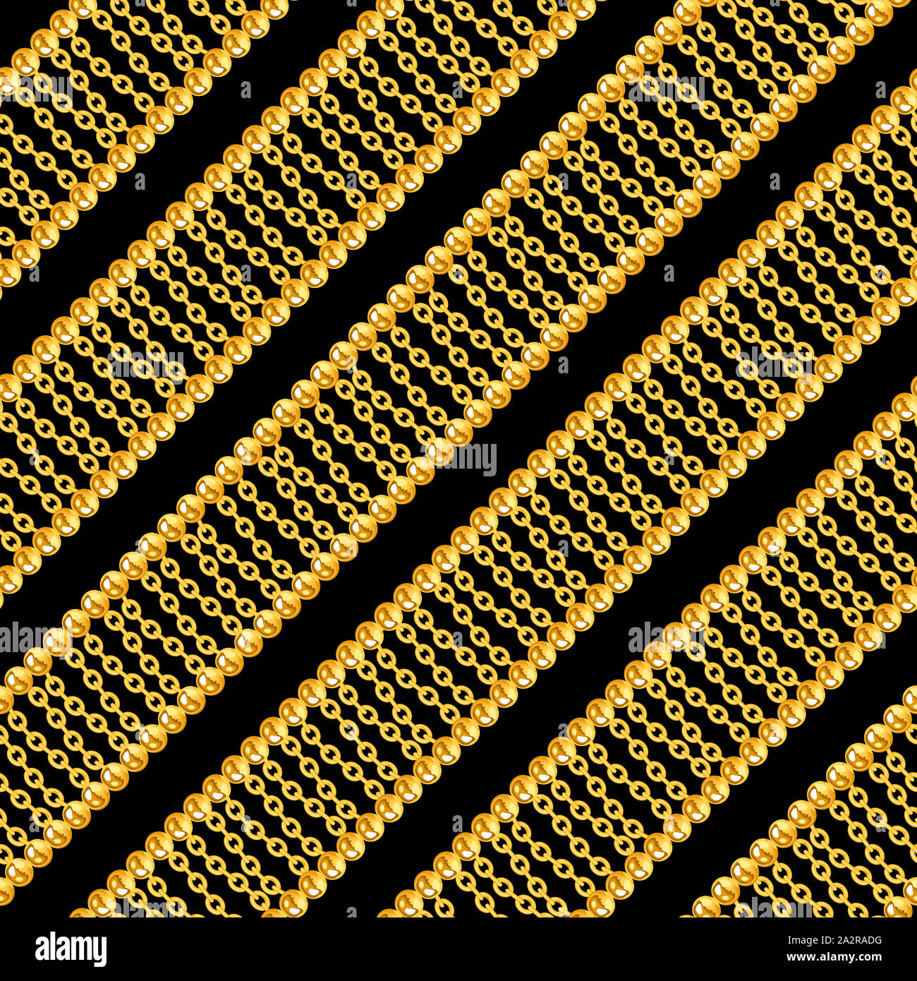 Seamless pattern with shiny gold chains on black background for fabric ...