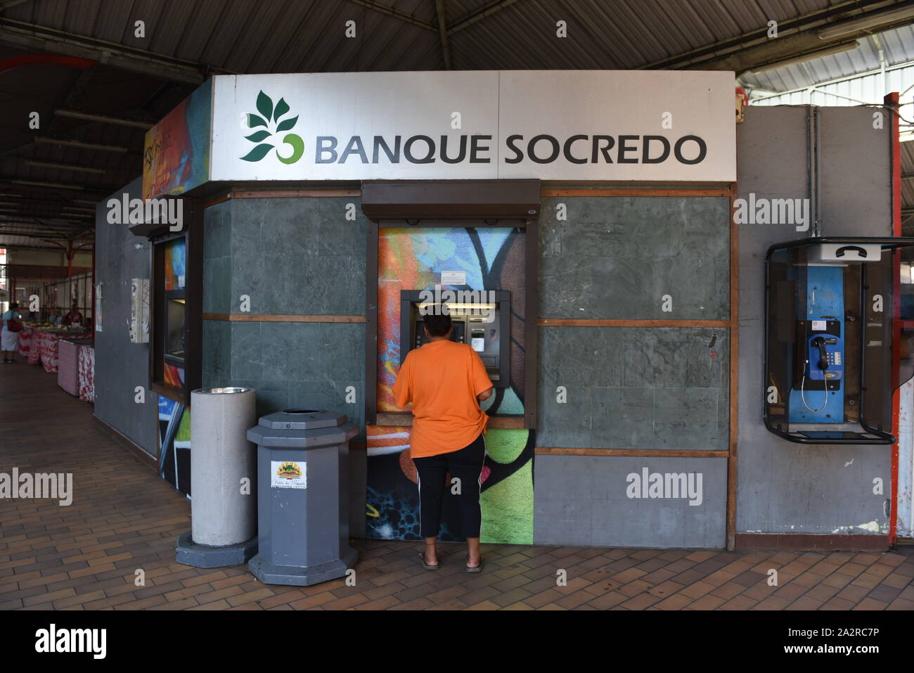 https www alamy com papeete french polynesia 30th sep 2019 a customer withdraws cash from an automated teller machine atm operated by banque socredo bank branch in papeete credit john milnersopa imageszuma wirealamy live news image328740826 html