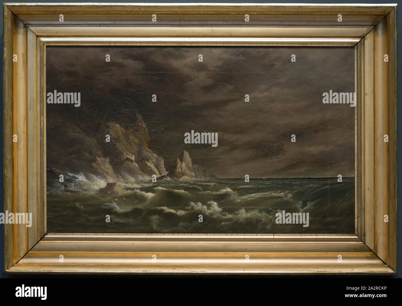 Robert S. Duncanson, American, 1821 - 1872, Storm Off the Irish Coast, ca. 1870, oil on canvas, Framed: 29 5/8 × 42 1/4 × 4 1/8 inches (75.2 × 107.3 × 10.5 cm Stock Photo