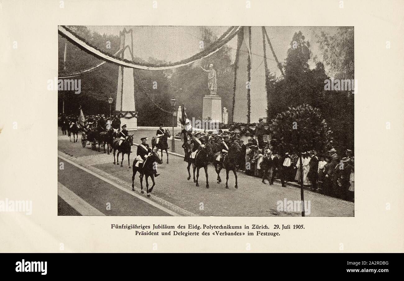 Fiftieth anniversary of the Swiss Federal Polytechnic in Zurich, President and delegate of the federation in celebration on the 50th anniversary of ETH Zurich, Fig. 2, 1913, Verband der Studierenden an der Eidg. Technischen Hochschule in Zürich: historischer Rückblick bei der Feier des fünfzigjährigen Bestandes, 1863-1913: [Festschrift]. Zürich: Buchdruckerei Berichtshaus, 1913 Stock Photo