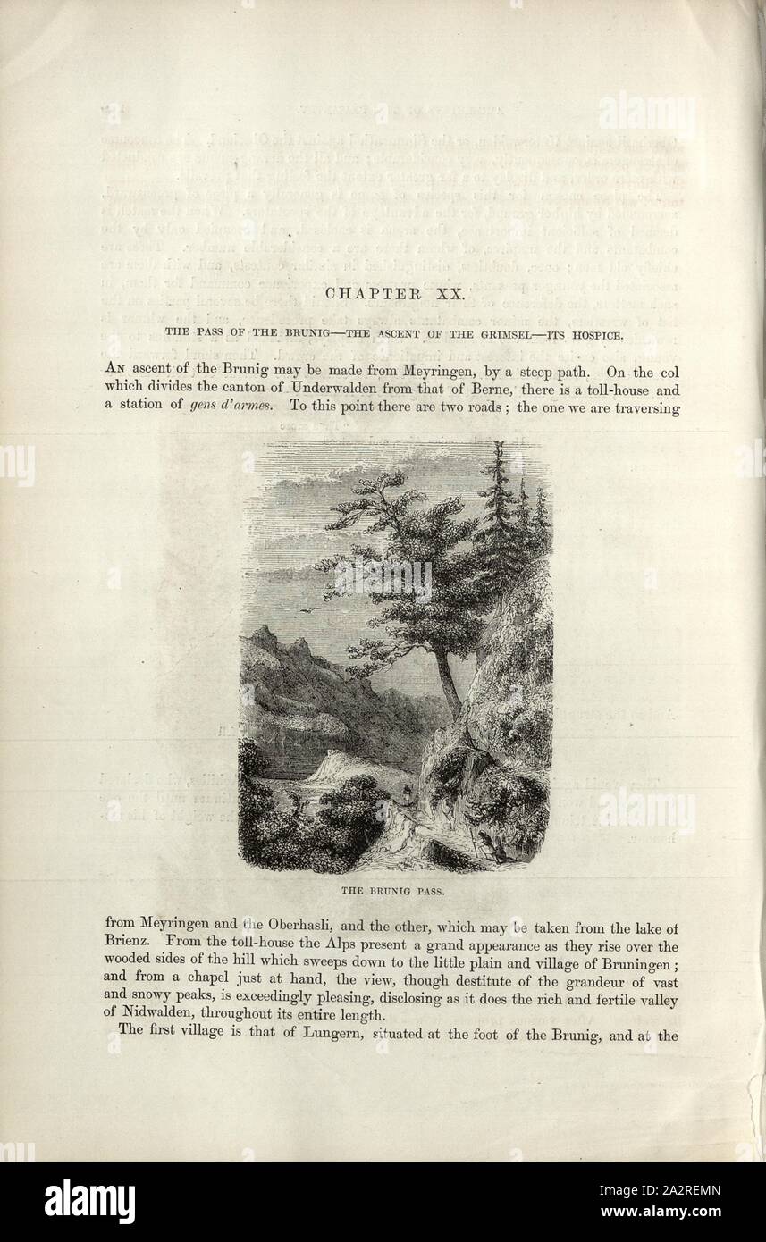 The Brunig Pass, Am Brünigpass, S. 296, 1854, Charles Williams, The Alps, Switzerland, and the North of Italy. London: Cassell, 1854 Stock Photo
