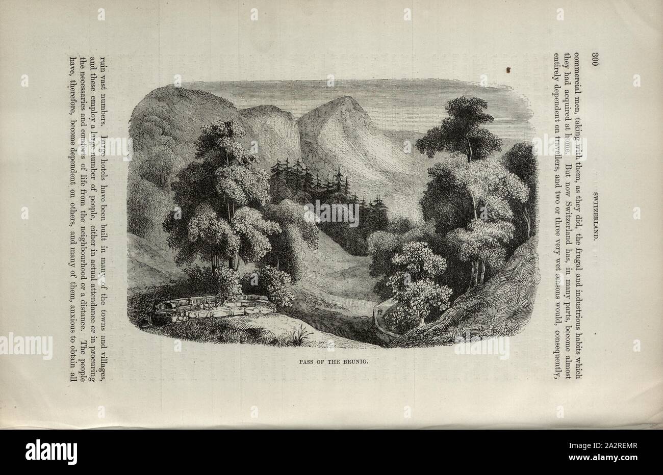 Pass of the Brunig, Brünigpass, p. 300, 1854, Charles Williams, The Alps, Switzerland, and the North of Italy. London: Cassell, 1854 Stock Photo