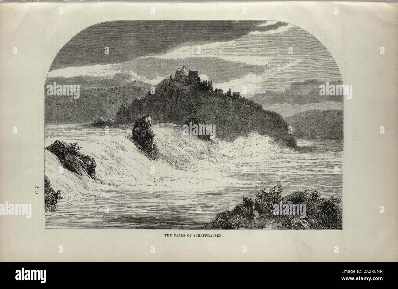 The falls of Schaffhausen, View of the Rhine Falls, S. 401, Linton, Henry, 1854, Charles Williams, The Alps, Switzerland, and the North of Italy. London: Cassell, 1854 Stock Photo