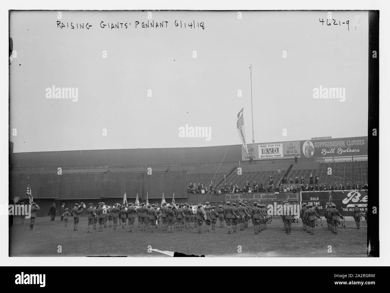 Raising Giants pennant, 6/14/18 Stock Photo