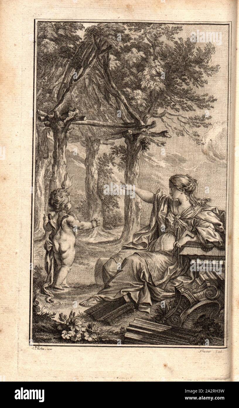 Frontispiz zu Marc Antoine Laugiers 'Essay on Architecture', Frontispiece  to Marc Antoine Laugier's 'Essai sur l'architecture' from the 18th century,  signature not recognizable, frontispiece, Marc Antoine Laugier; Essai sur l' architecture. A Paris: