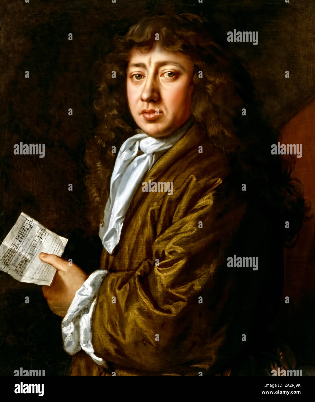 Samuel Pepys (1633-1709) English Member of Parliament who is remembered for the private diary he started in 1660 providing accounts of key events at the time such as the Great Plague (and the Great Fire of London in 1666. Oil painting by John Hayls (1600-1679) completed in 1666 and mentioned in Pepys’ diary. Stock Photo