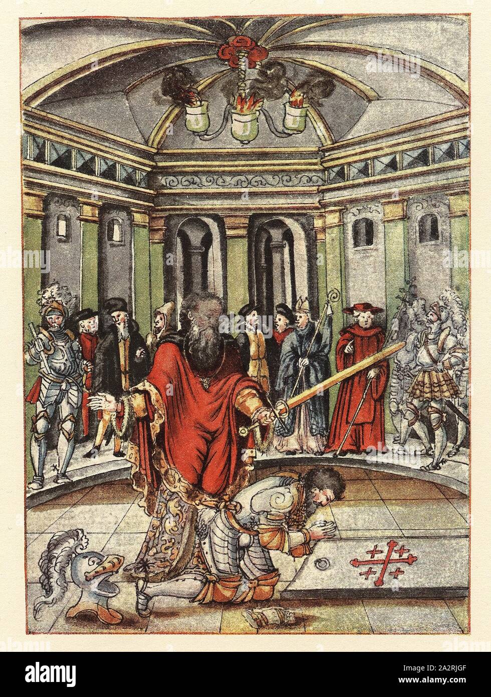 Ritter, Knighthood ?, Fig. 6, page 127, 1520, Hans Blösch (Hg.): Heinrich Wölflis Reise nach Jerusalem: 1520-1521. Bern: Schweizer Bibliophilen-Gesellschaft, 1929 Stock Photo