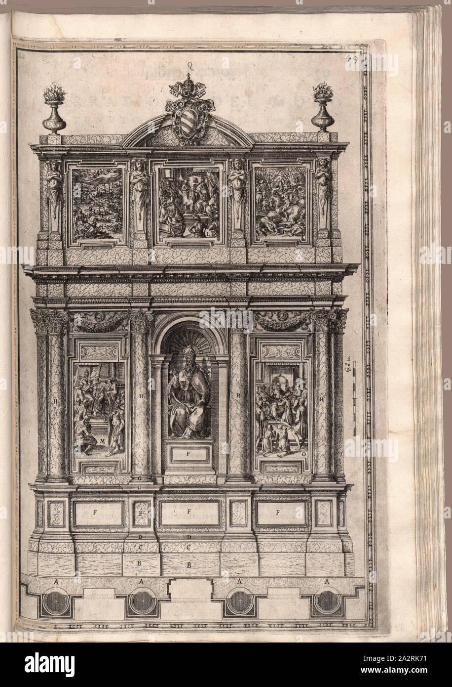 The burial of Pio Quinto Santa memory with his plant, Tomb of Pope Pius V  in the Cappella Sistina of the Basilica of Santa Maria Maggiore in Rome,  date estimated 49, fol.