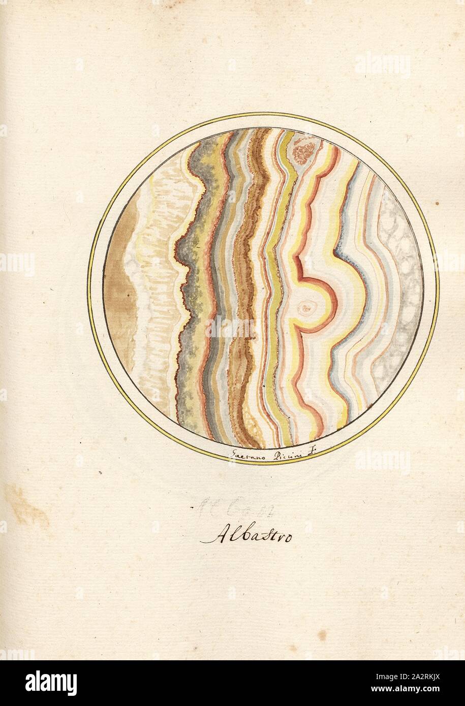 Blue 2, Cross section of a rock, signed: Gaetano Piccini F, Fig. 136, p. 279, Piccini, Gaetano (fec.), Gaetano Piccini: [Breccia antica]. [Rom]: [s.n.], [17 Stock Photo