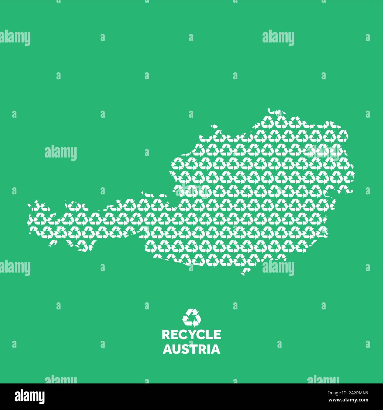 Austria map made from recycling symbol. Environmental concept Stock Vector