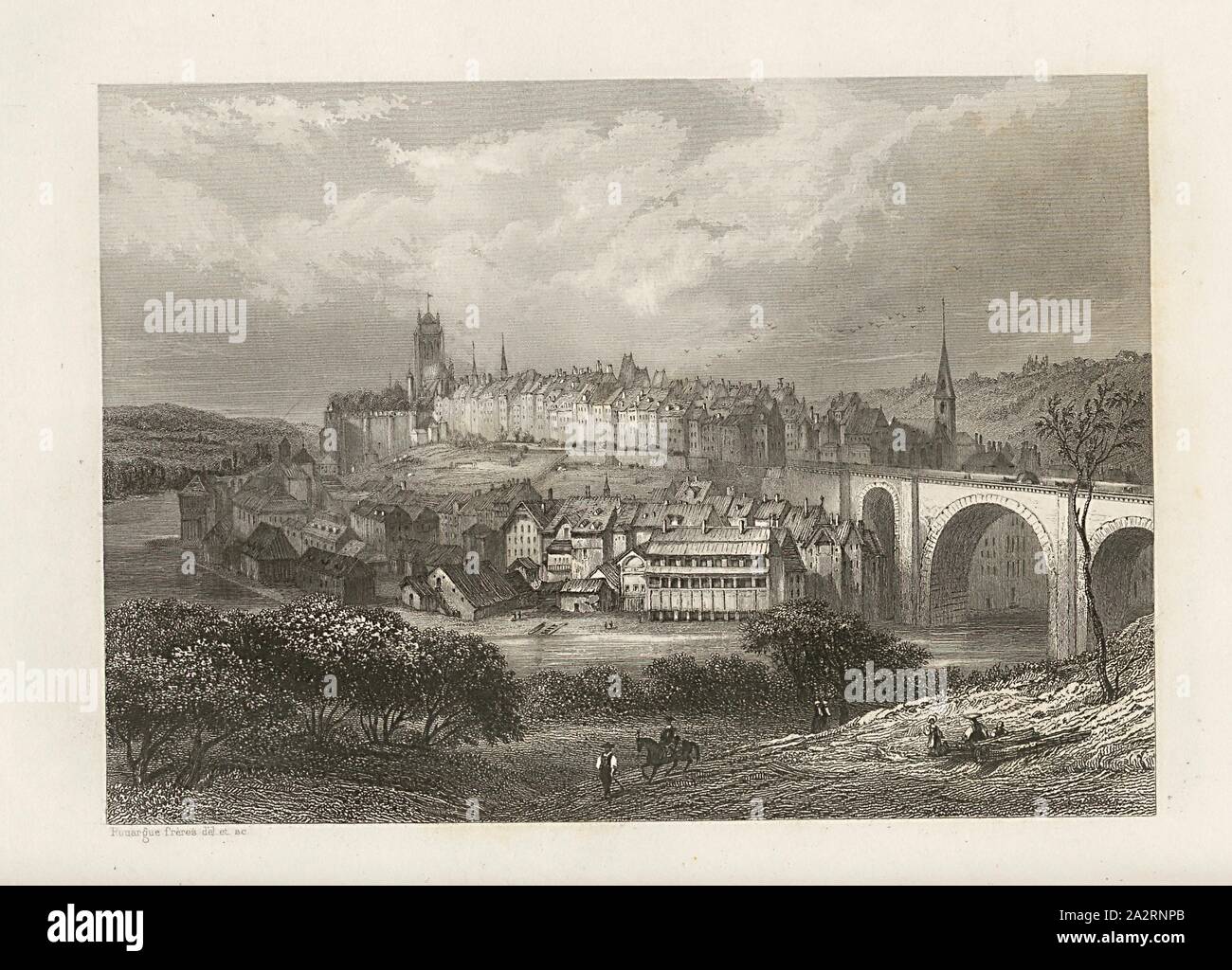 Berne, Bern, etching, to p. 352, Rouargues frères (del. et sc.), Xavier Marmier: Voyage en Suisse. Paris: Morizot, [1861 Stock Photo