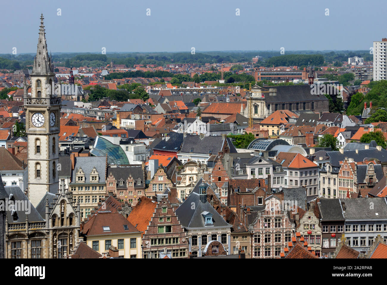 GHENT, BELGIUM - JUN 18, 2013: View on the historical center of Gent with it's gabled houses. Stock Photo