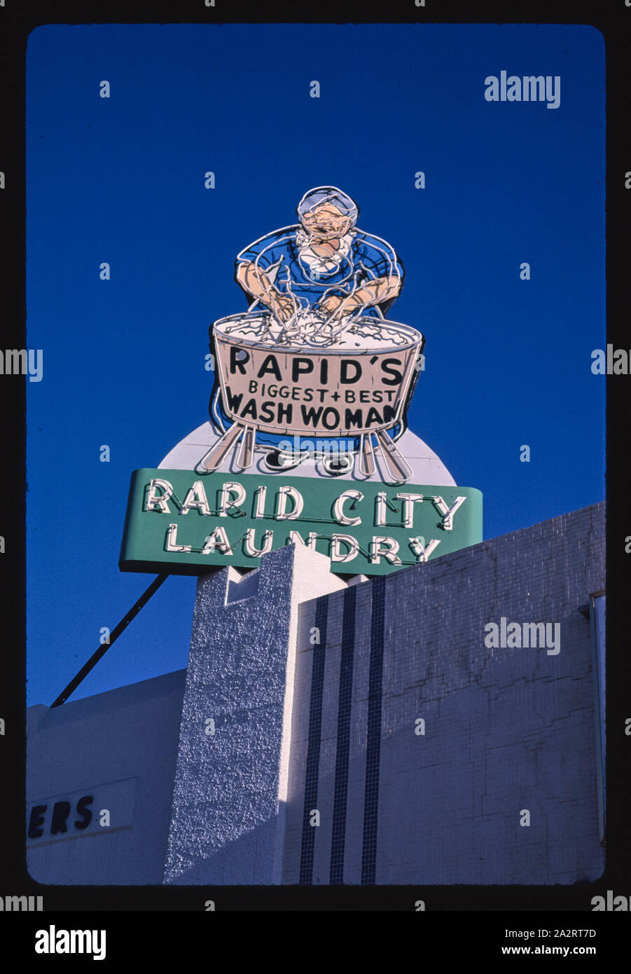 Rapid City Laundry sign, main Street, Rapid City, South Dakota Stock