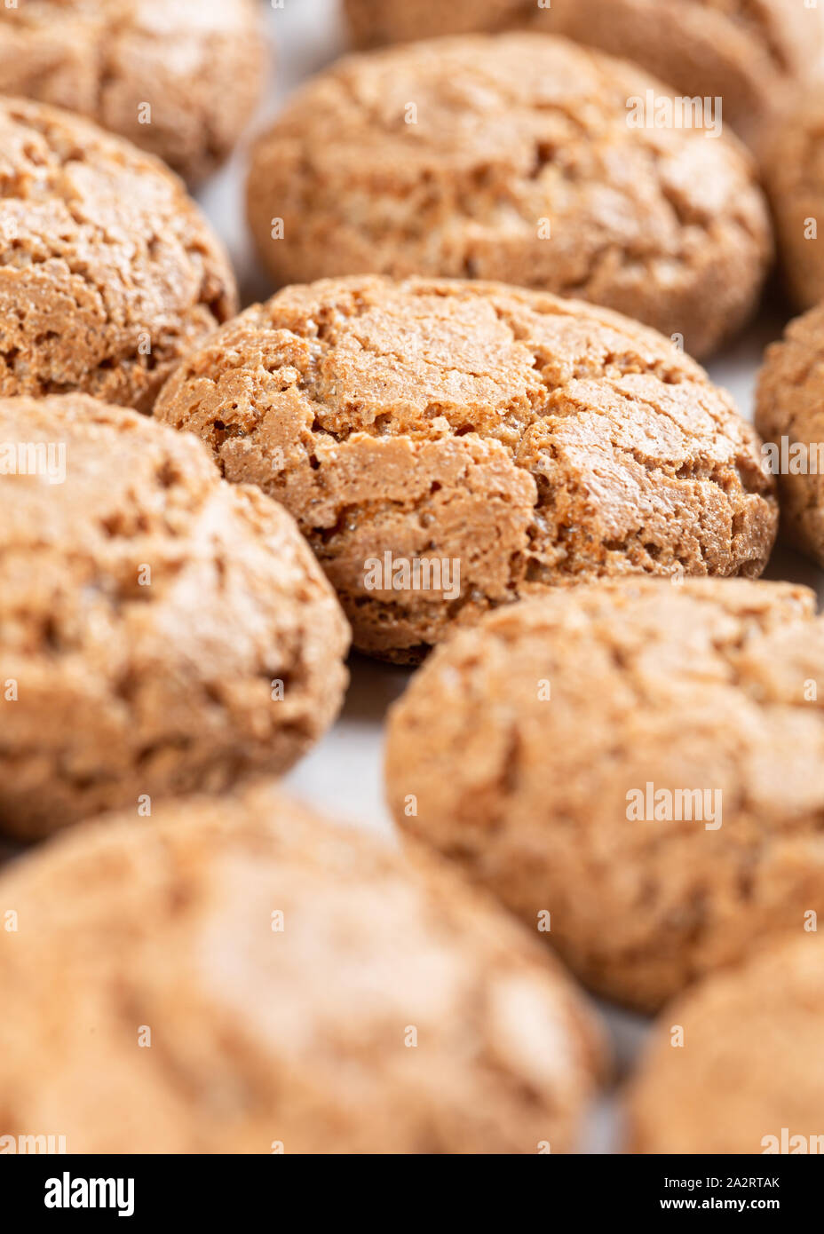 Italian Amaretti biscuits on white background Stock Photo