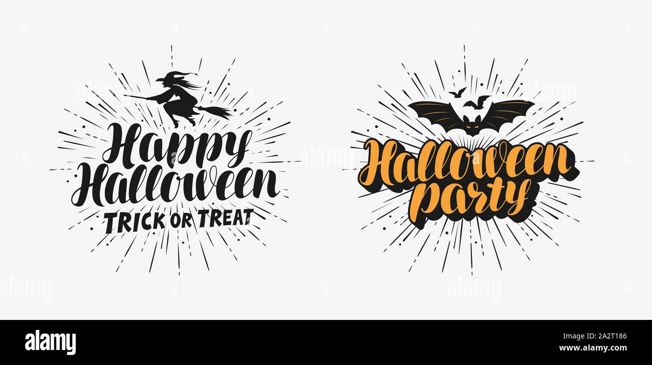 Hand drawn Halloween lettering. Holiday vector illustration Stock ...