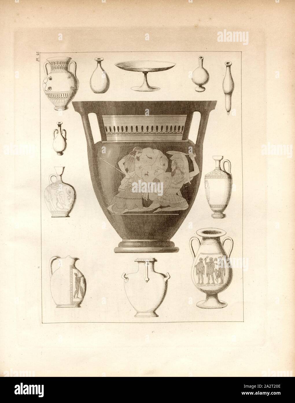 Etruscan vases in different shapes, pl. 43, after p. 124, fol. 43r, Carl August Menzel: Die Kunstwerke von dem Alterthum bis in die Gegenwart [...] oder Wegweiser durch das ganze Gebiet der bildenden Kunst [...]. Bd. 1. Leipzig: J. A. Romberg's Verlag, [18 Stock Photo