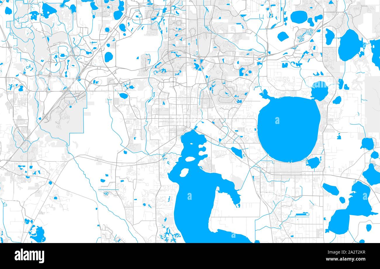 Rich detailed vector area map of Kissimmee, Florida, USA. Map template ...