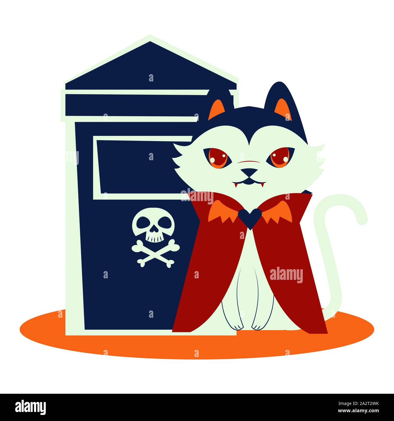 halloween cat mascot with dracula costume and graveyard Stock Vector ...