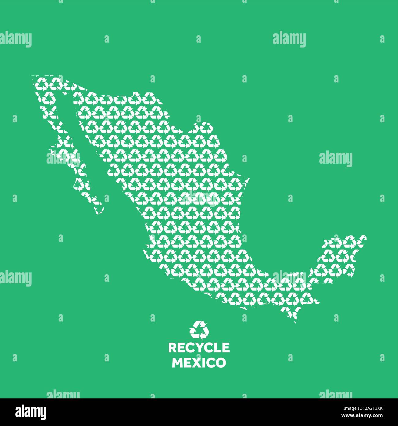 Mexico map made from recycling symbol. Environmental concept Stock ...