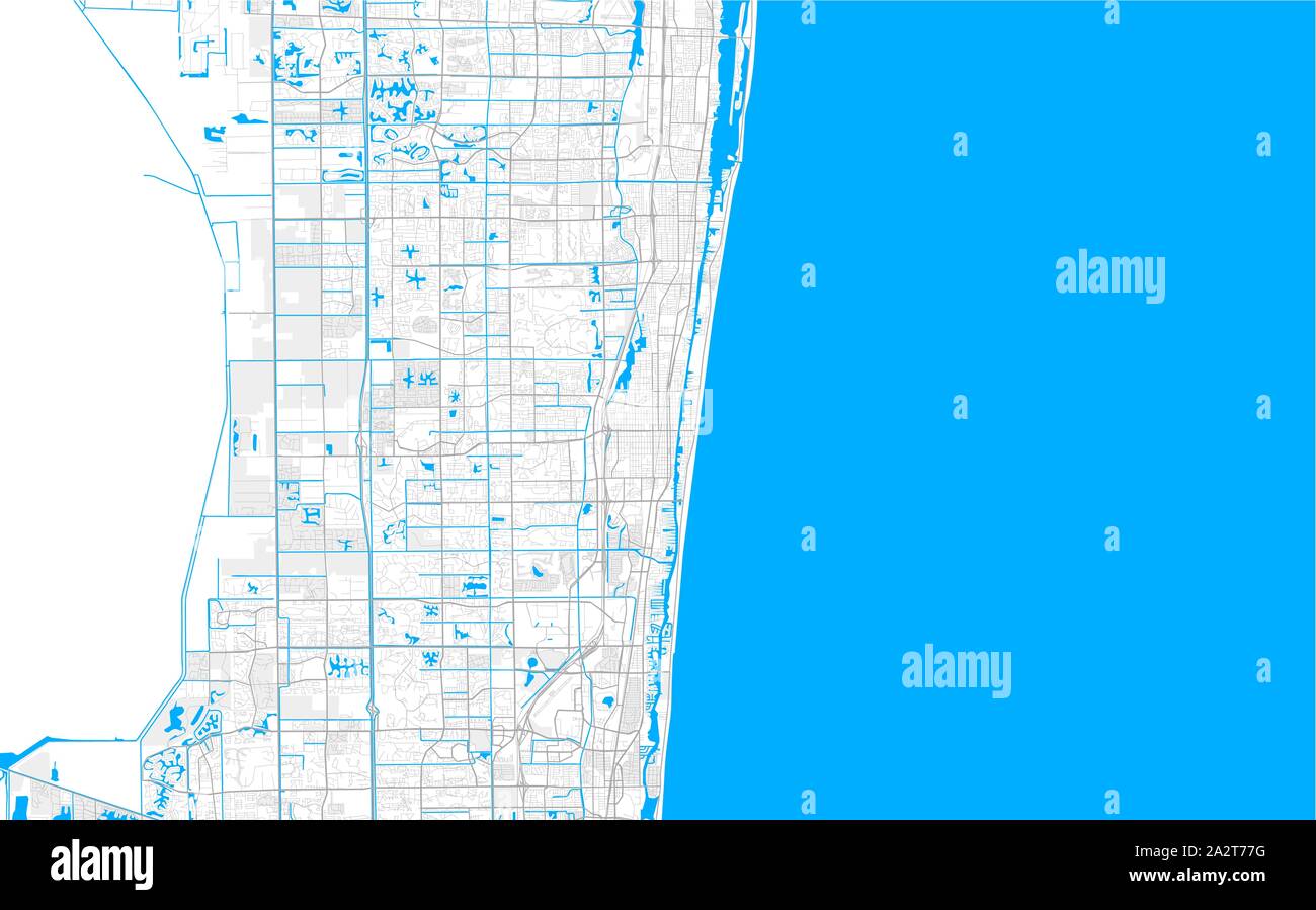 Rich detailed vector area map of Delray Beach, Florida, USA. Map template for home decor Stock