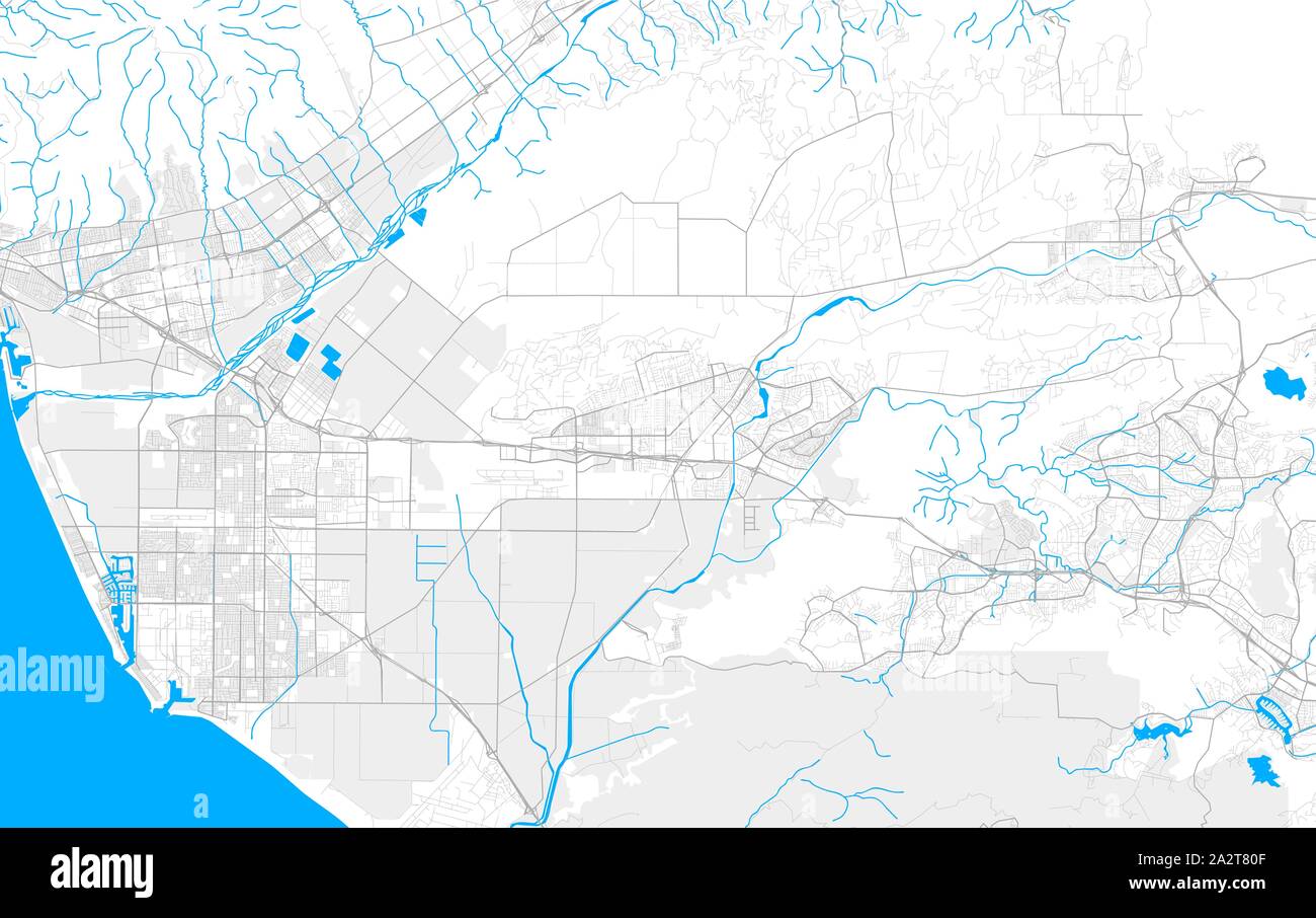 Rich detailed vector area map of Camarillo, California, USA. Map