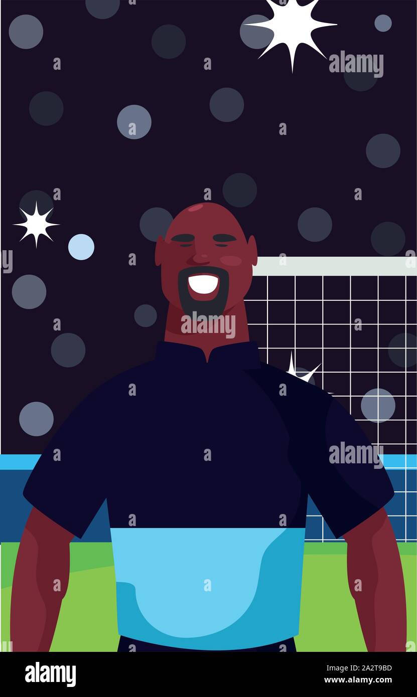 soccer player man in stadium vector illustration design Stock Vector ...