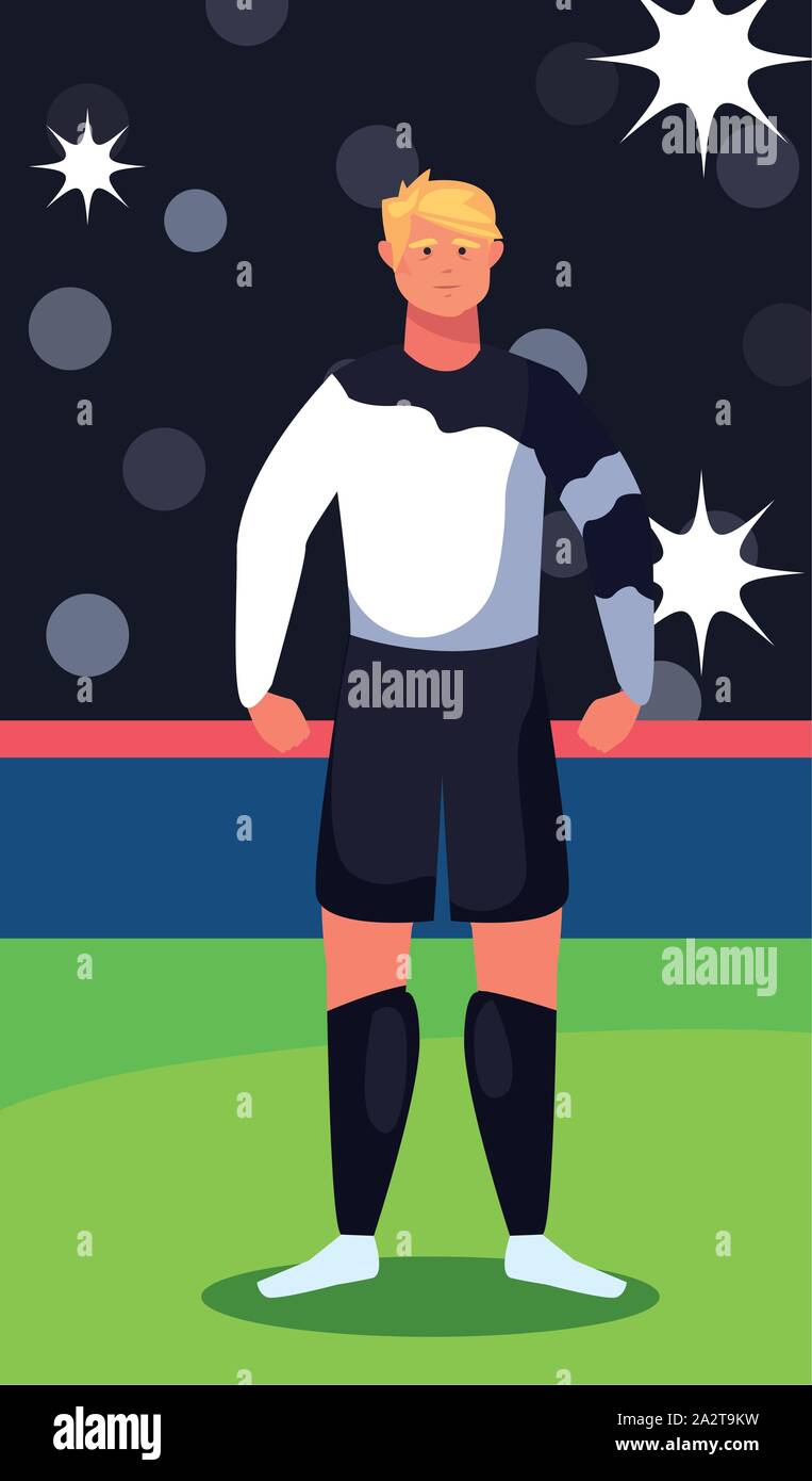 soccer player man standing in stadium vector illustration design Stock ...