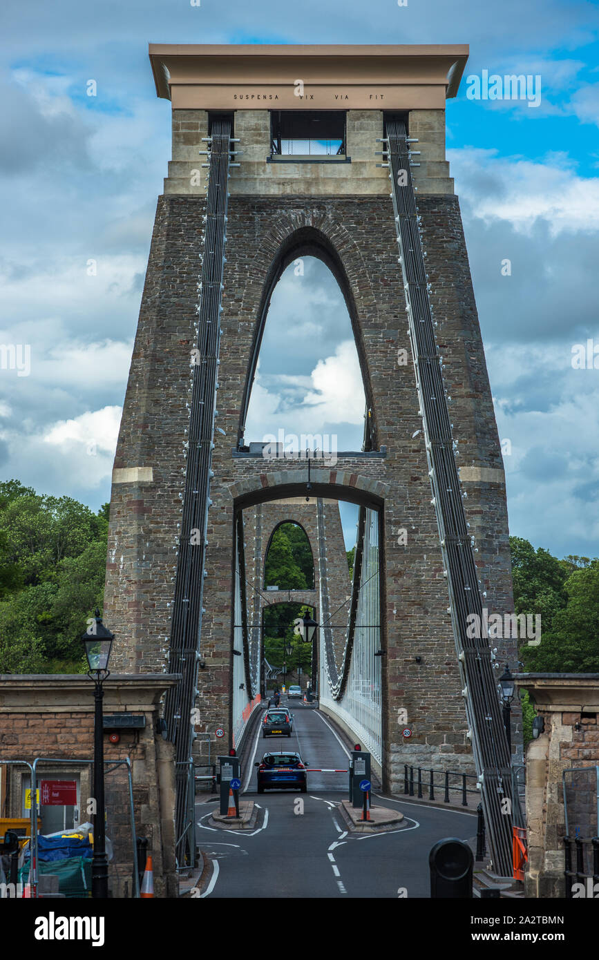Clifton Suspension Bridge which spans the Avon gorge with the river Avon below, Bristol, England. UK. Stock Photo